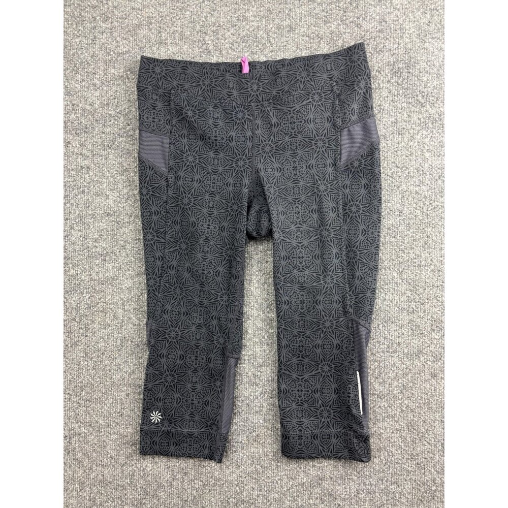 Athleta Capri Leggings Womens Small Gray High Rise‎ Patterned Crop Yoga Pants